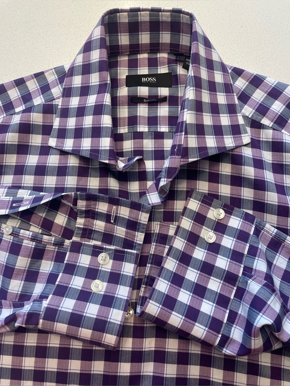 Hugo Boss - all cotton checkered shirt Size 39 (15.5”neck)